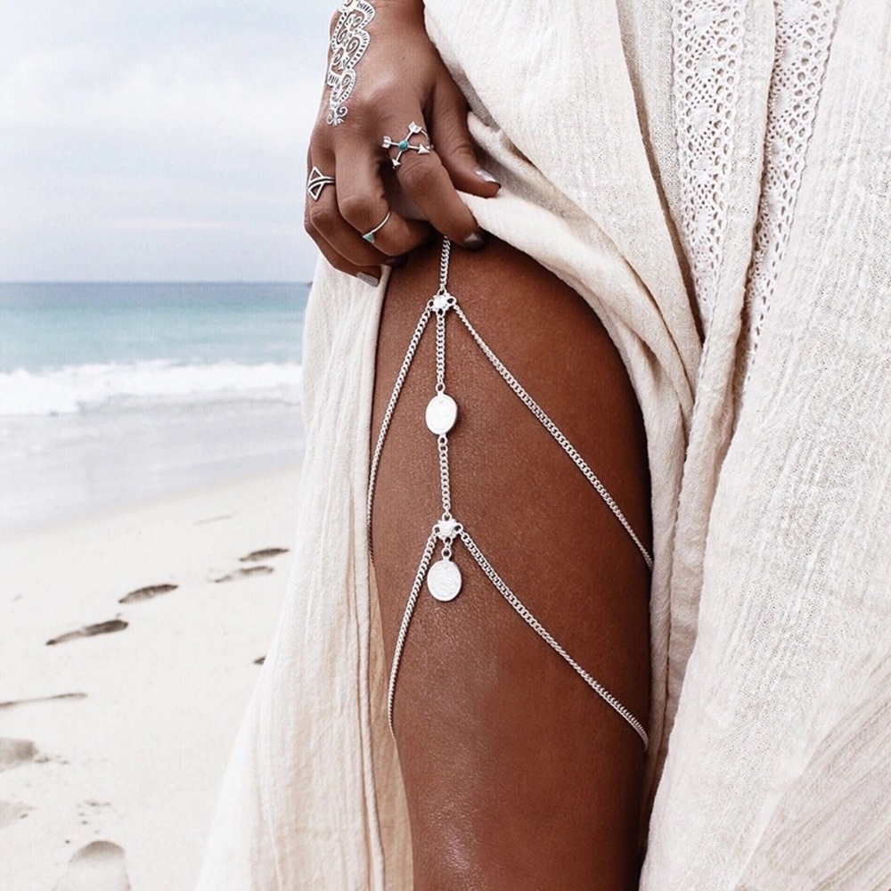 🔥🔥🔥SEXY BOHEMIAN SILVER LEG CHAINS